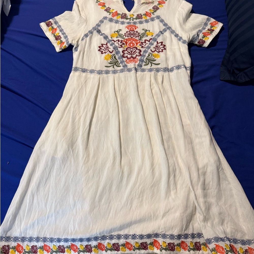 Orange Creek White Embroidered Midi Dress